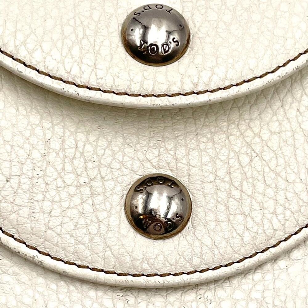 TOD'S vintage wallet white leather snap closure credit cards slots & pockets - Picture 9 of 11